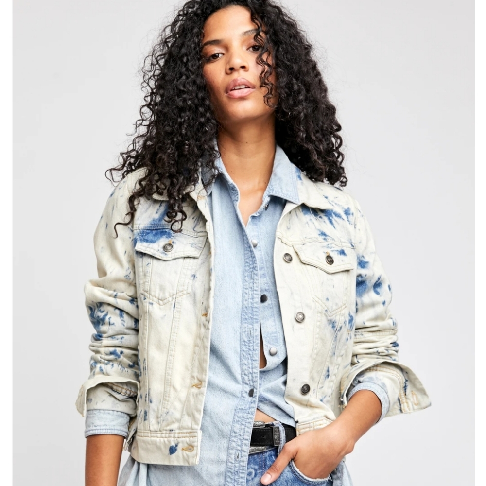 Free People Tie Dye Denim Jean Jacket